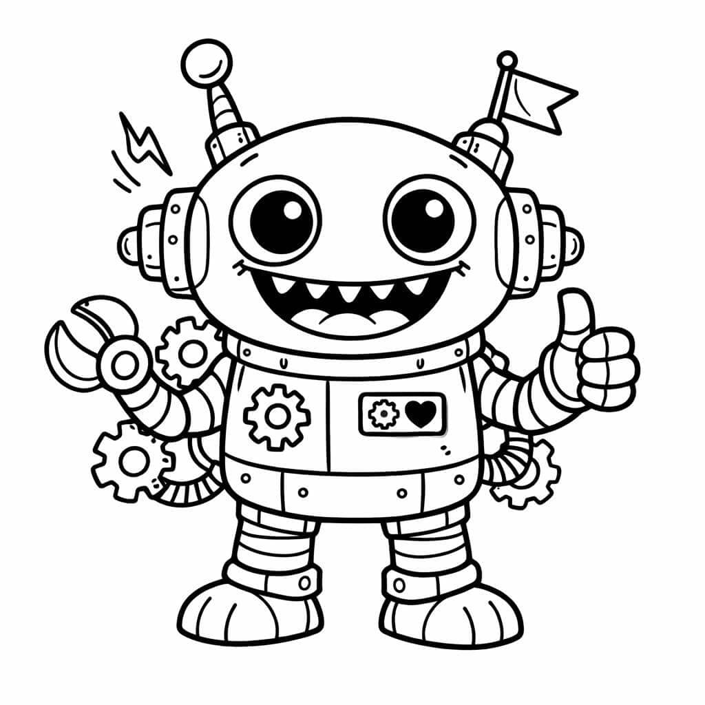 Monstro robô para colorir