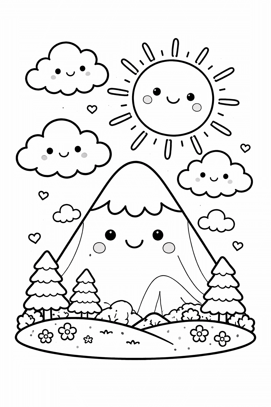 Montanha infantil para colorir