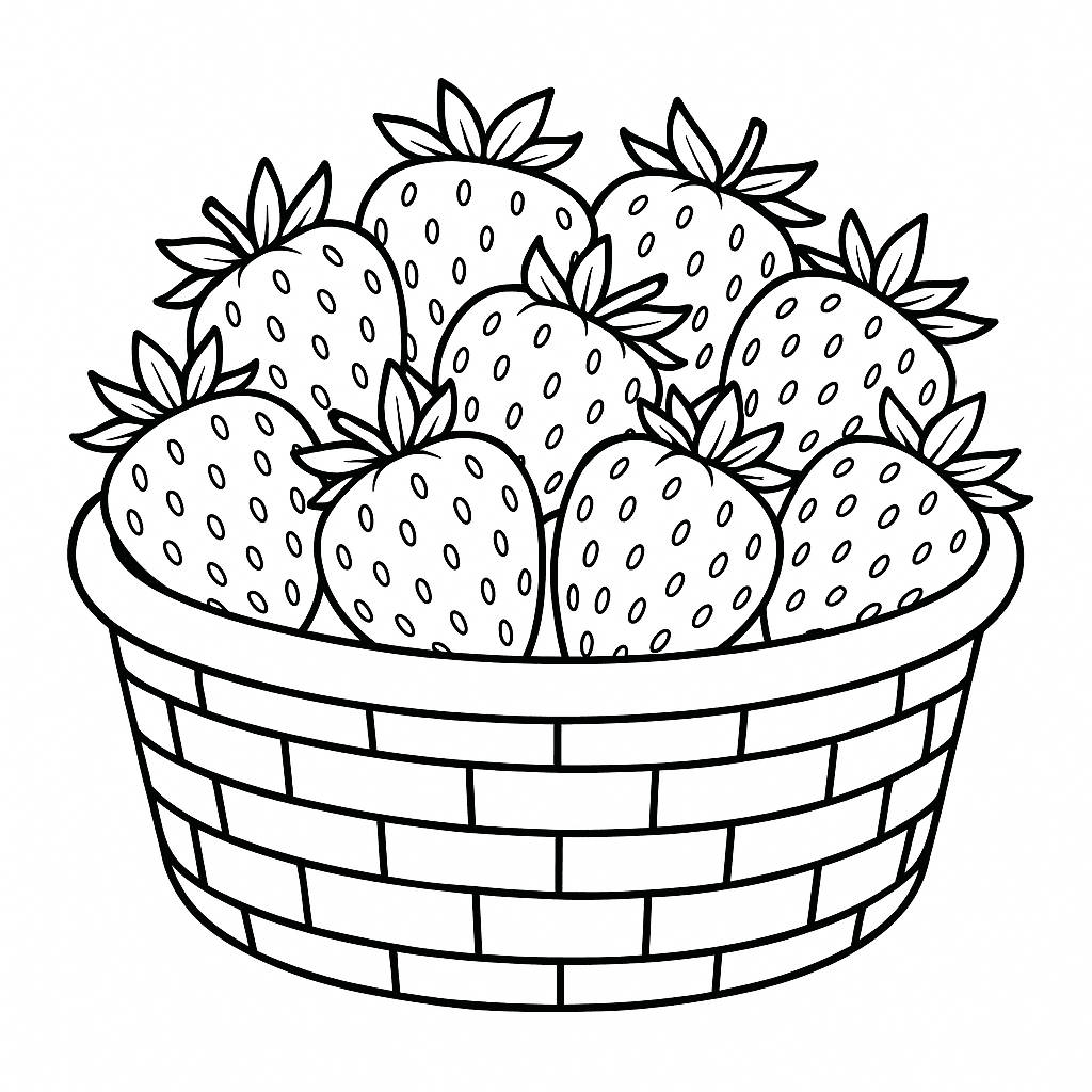 Cesta de morangos para colorir