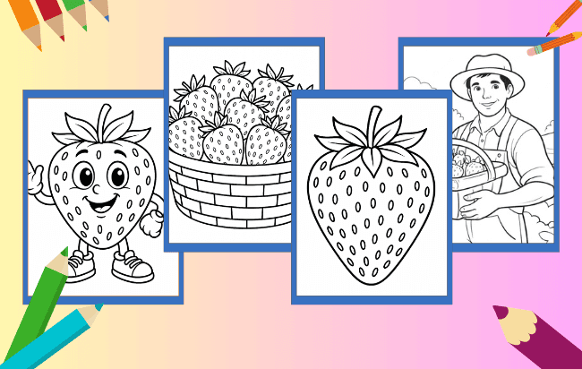 Desenhos de Morango para colorir