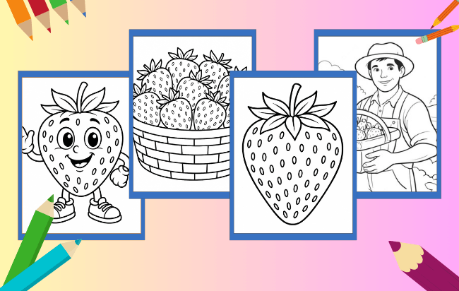 Desenhos de Morango para colorir