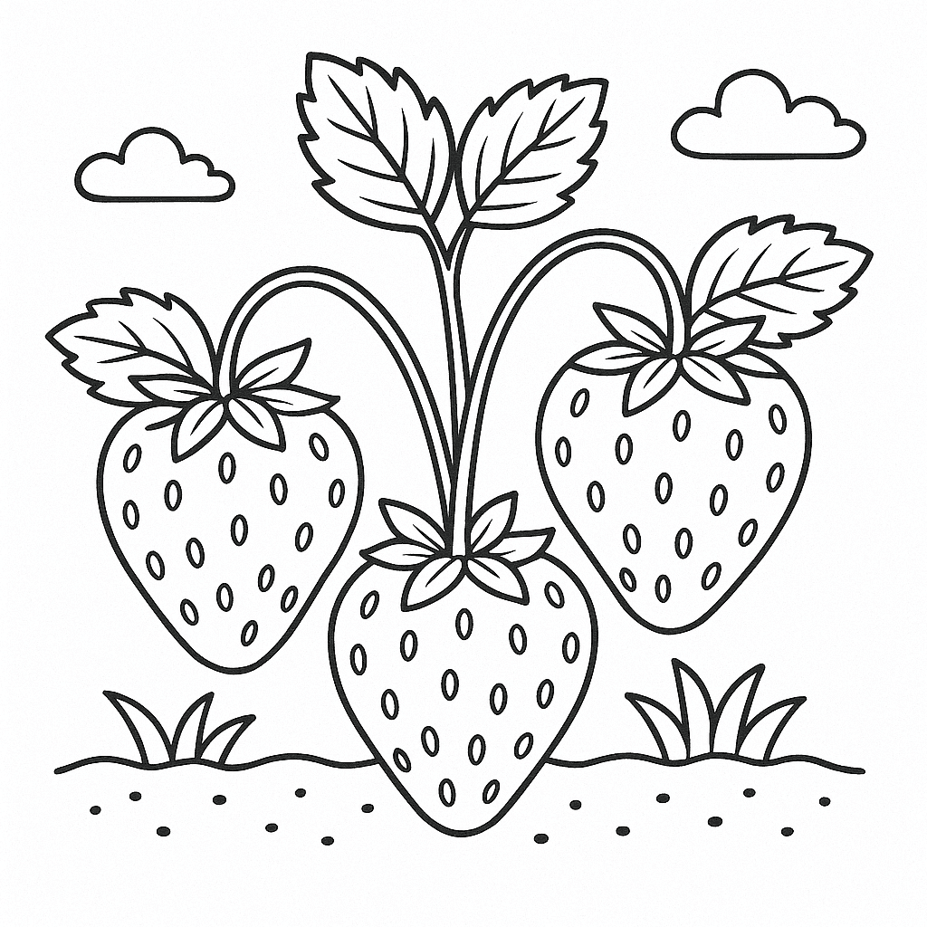 Morangos da horta para colorir