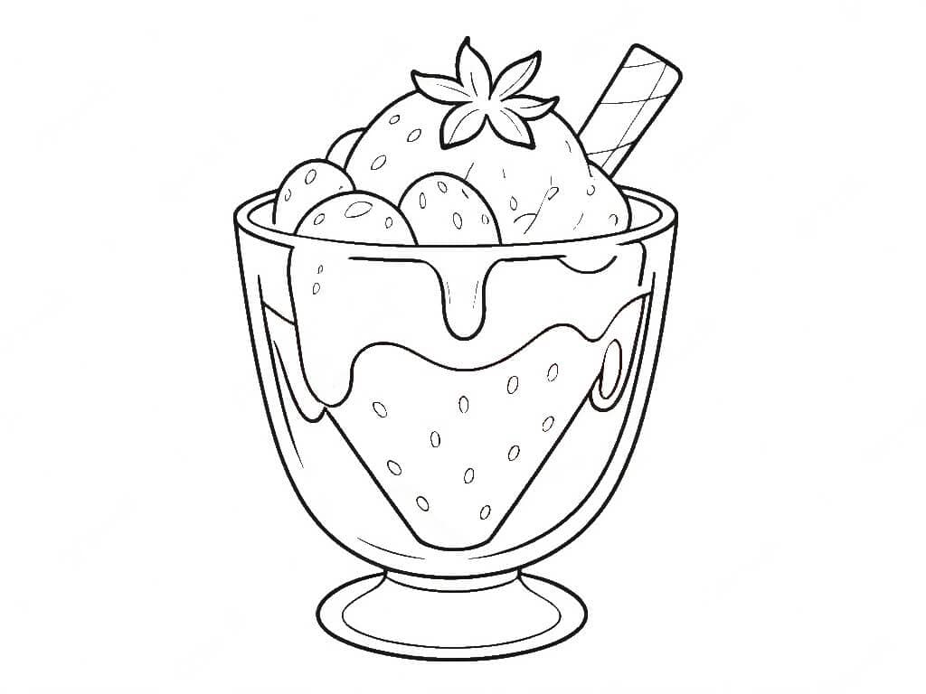Sobremesa de morango para colorir
