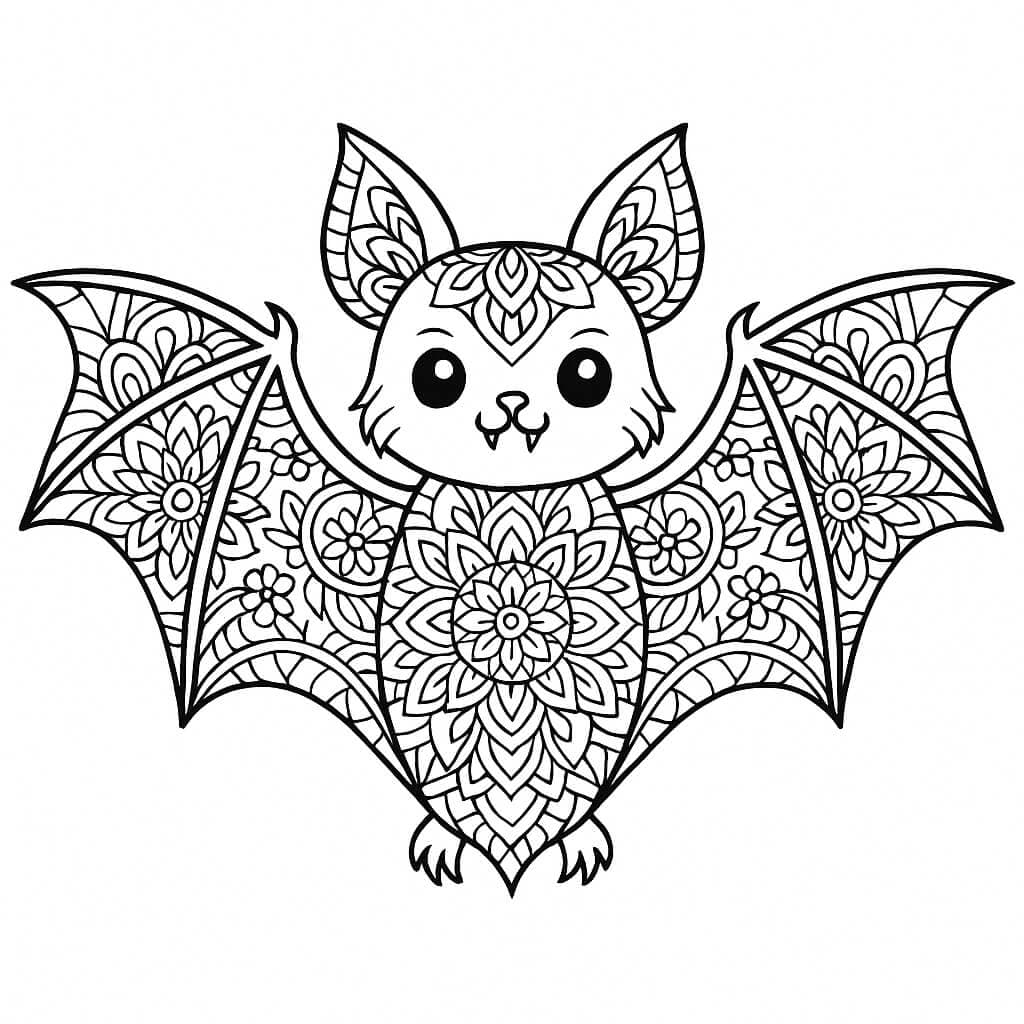 Mandala de morcego para colorir