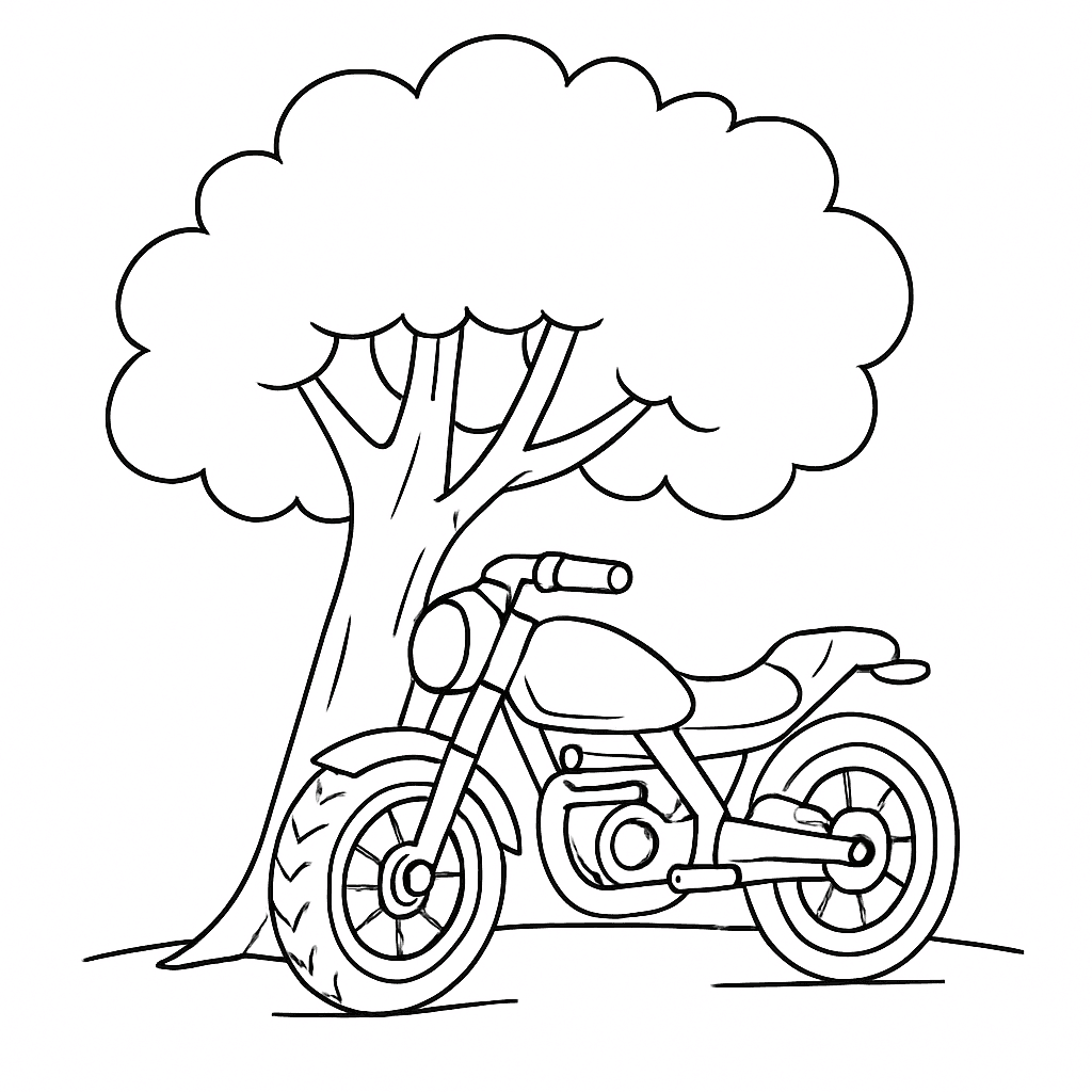 Moto na árvore para colorir