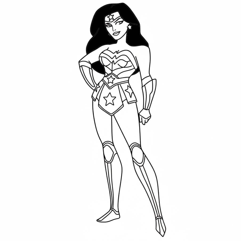 Mulher Maravilha de cabelo preto para colorir