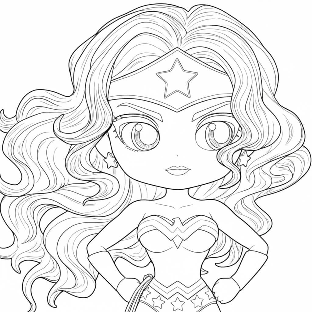 Mulher Maravilha estilo cartoon para colorir