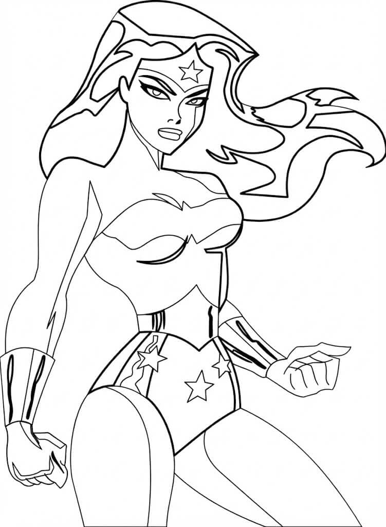 Mulher Maravilha forte para colorir