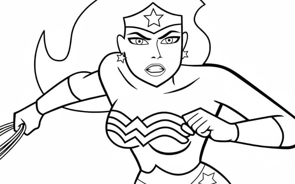 Mulher Maravilha guerreira para colorir