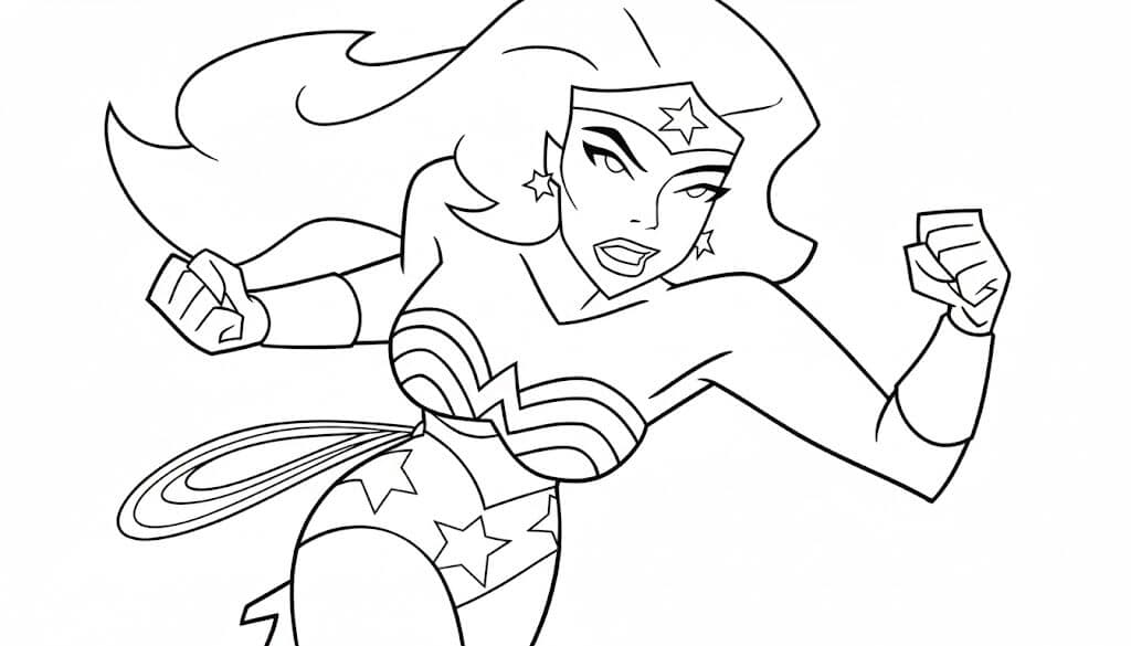 Mulher Maravilha poderosa para colorir