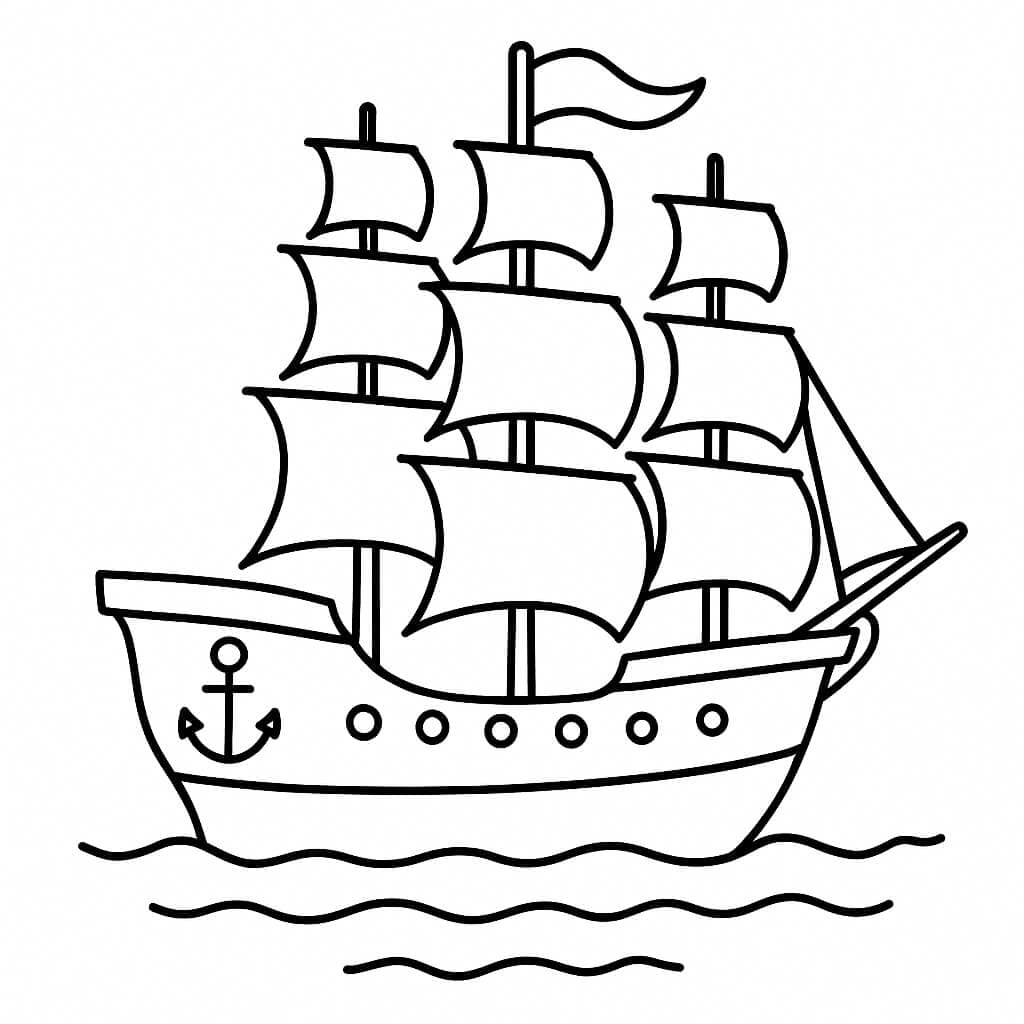 Navio clássico para colorir