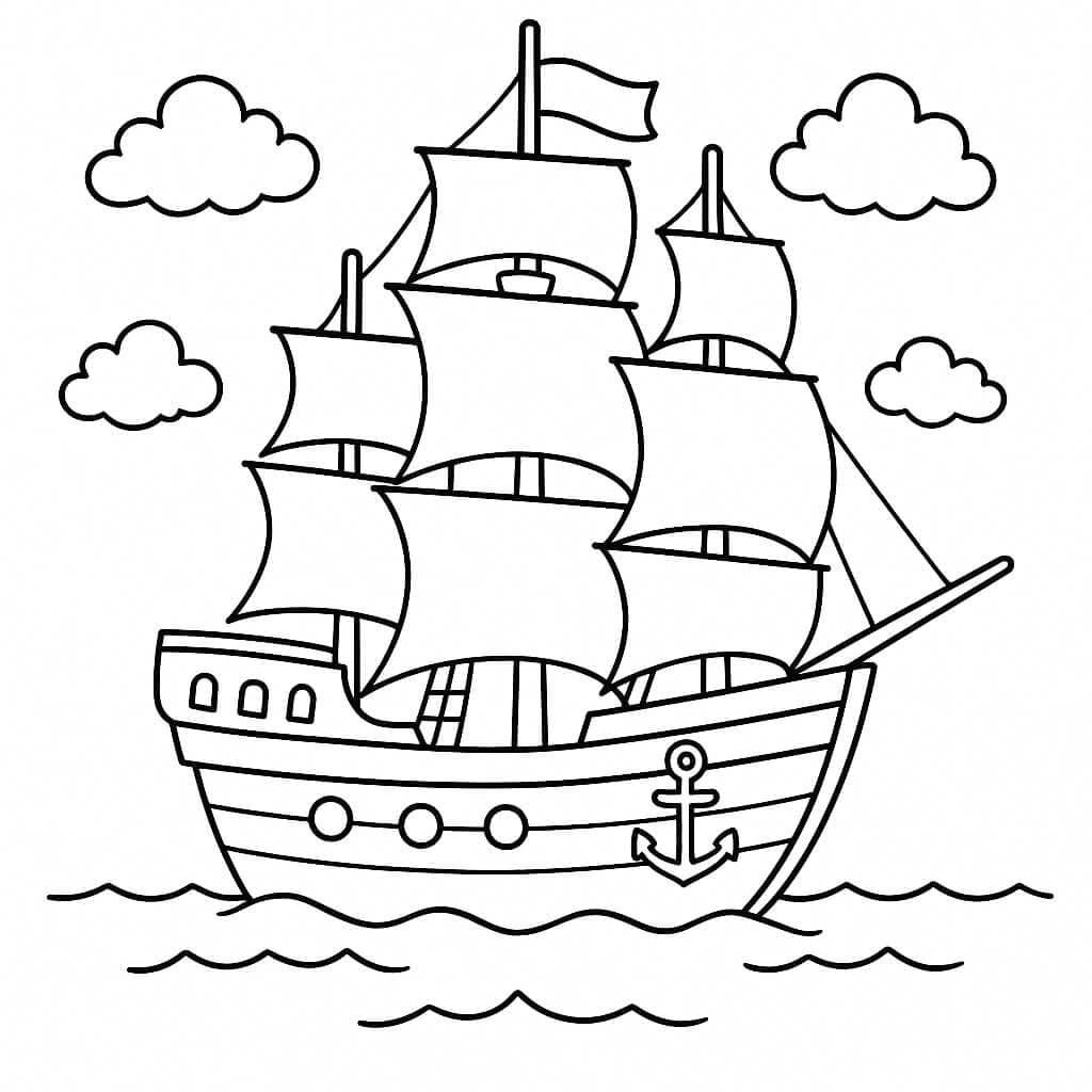 Navio detalhado para colorir