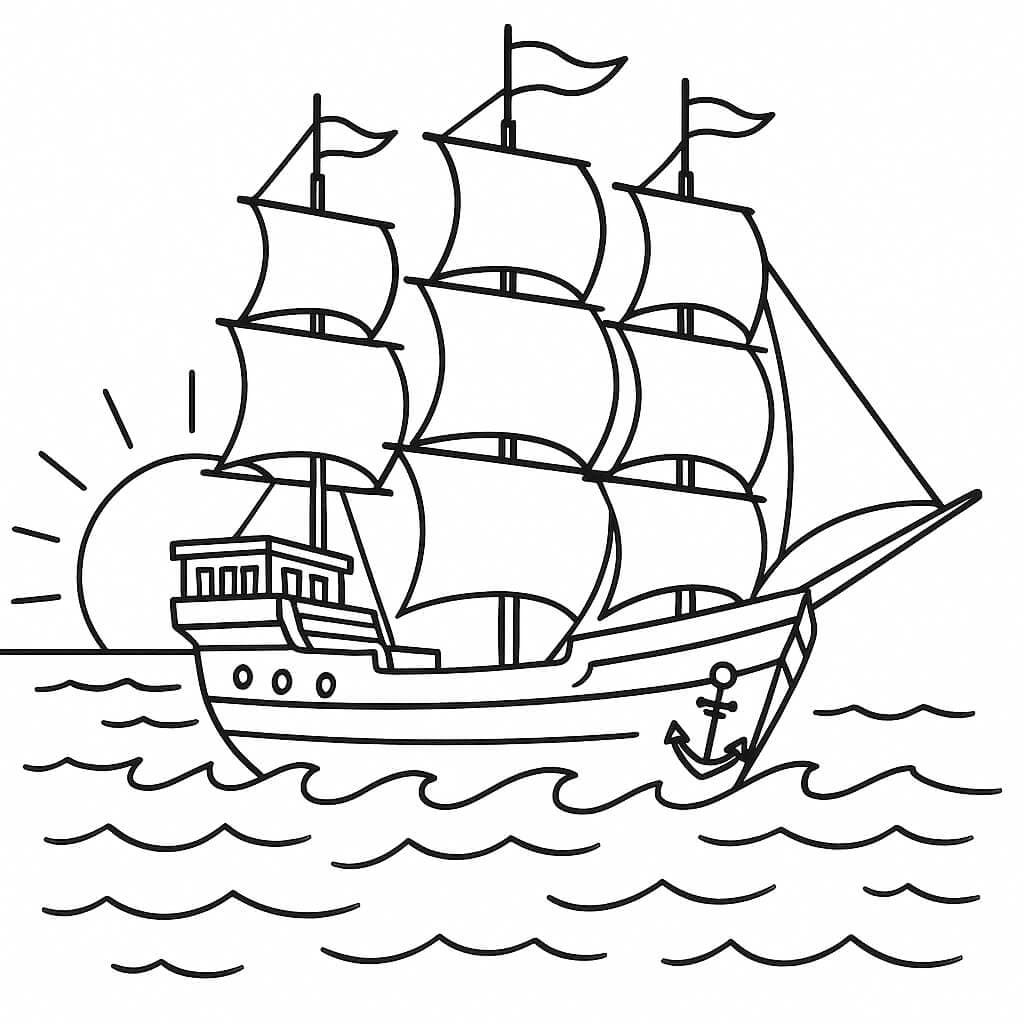 Navio grande para colorir