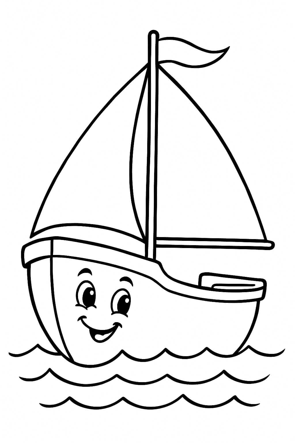 Navio sorridente para colorir