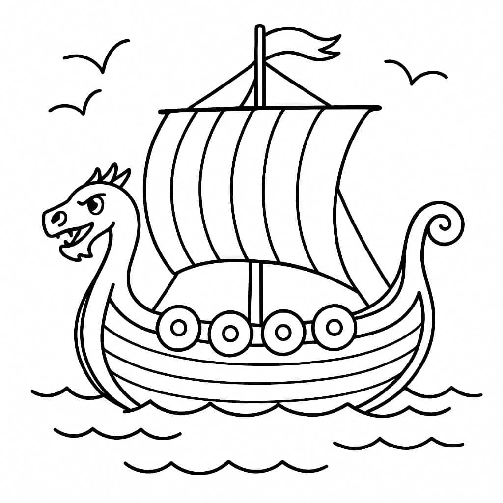 Navio viking para colorir