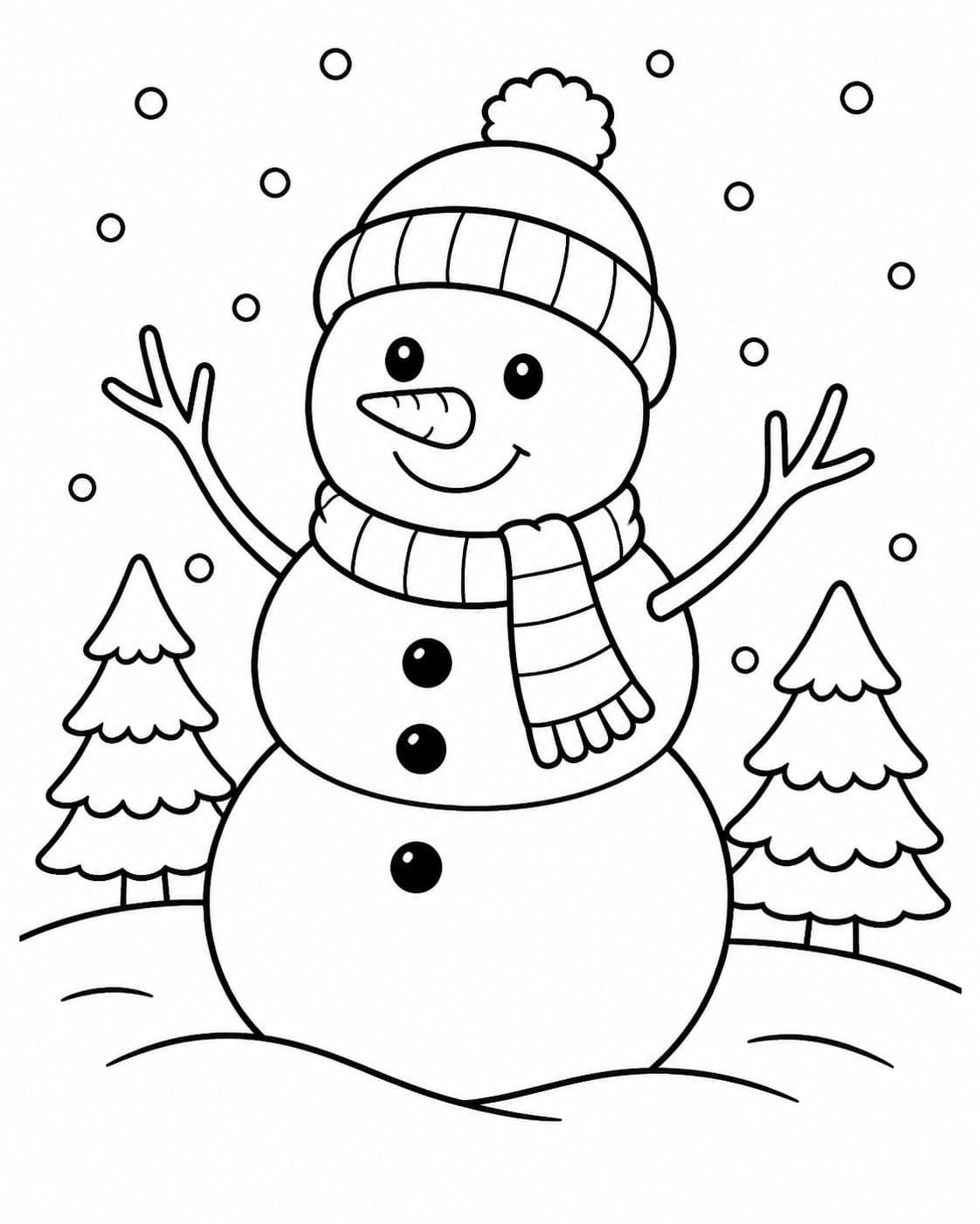 Boneco de neve alegre para colorir