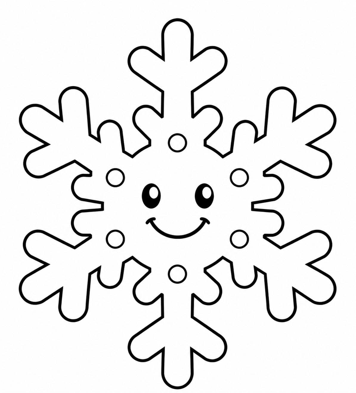Floco de neve sorridente para colorir