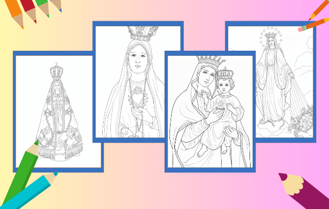 Desenhos de Nossa Senhora para colorir