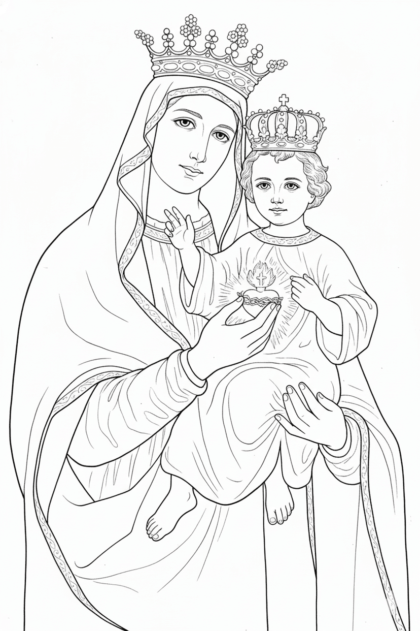 9 Desenhos de Nossa Senhora para colorir e imprimir