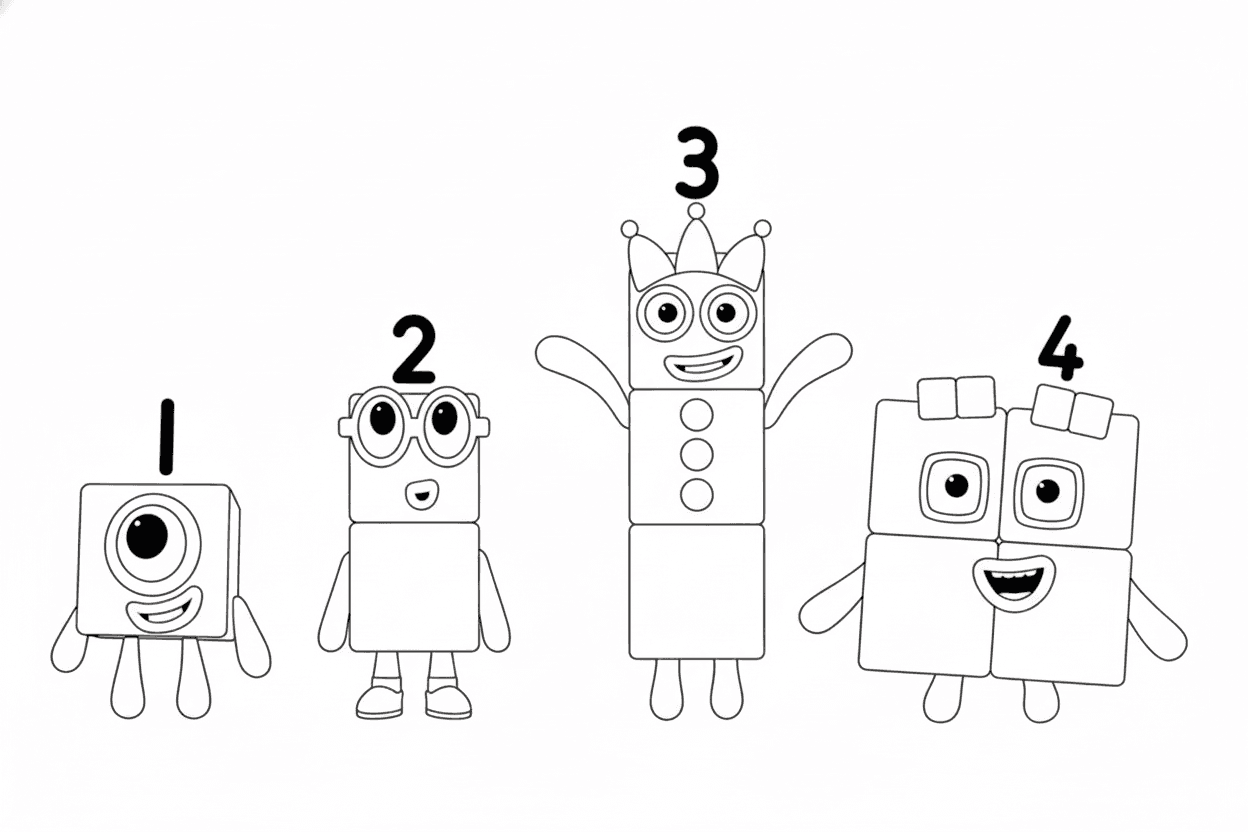 12 Desenhos de Numberblocks para colorir e imprimir