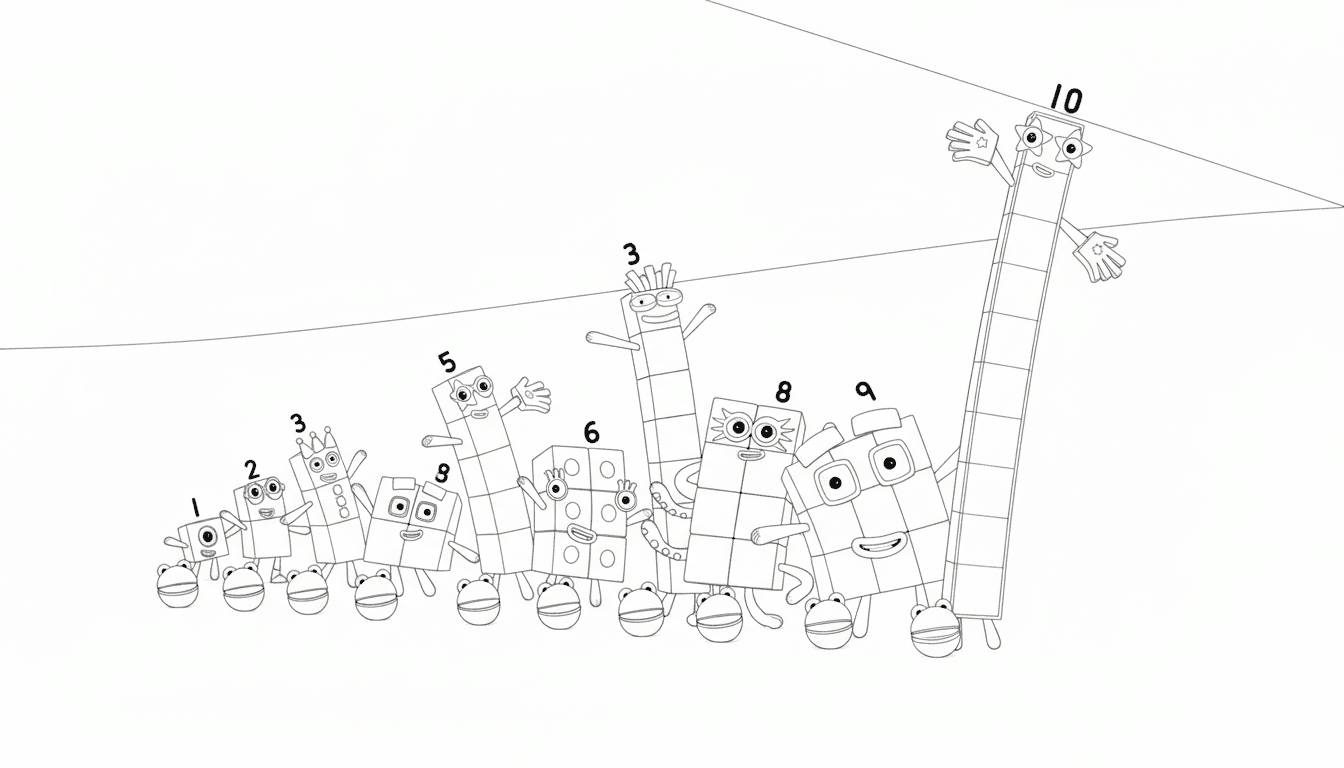 12 Desenhos de Numberblocks para colorir e imprimir