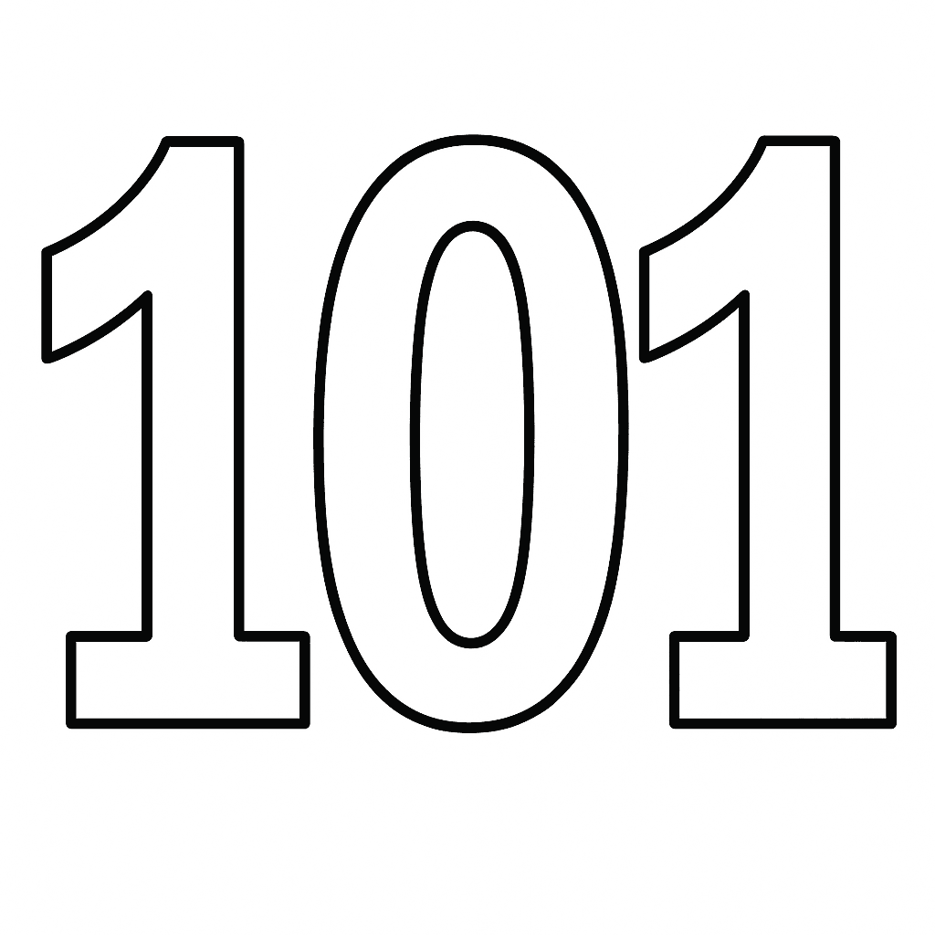 Número 101 para colorir