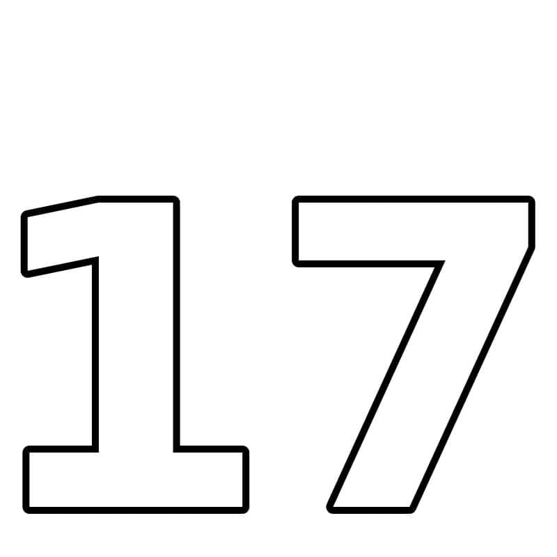 Número 17 para colorir