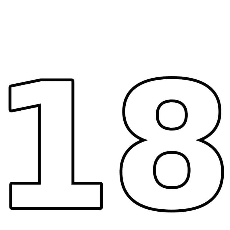 Número 18 para colorir