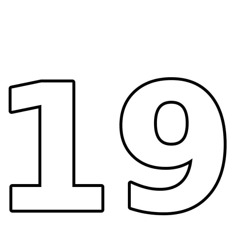 Número 19 para colorir