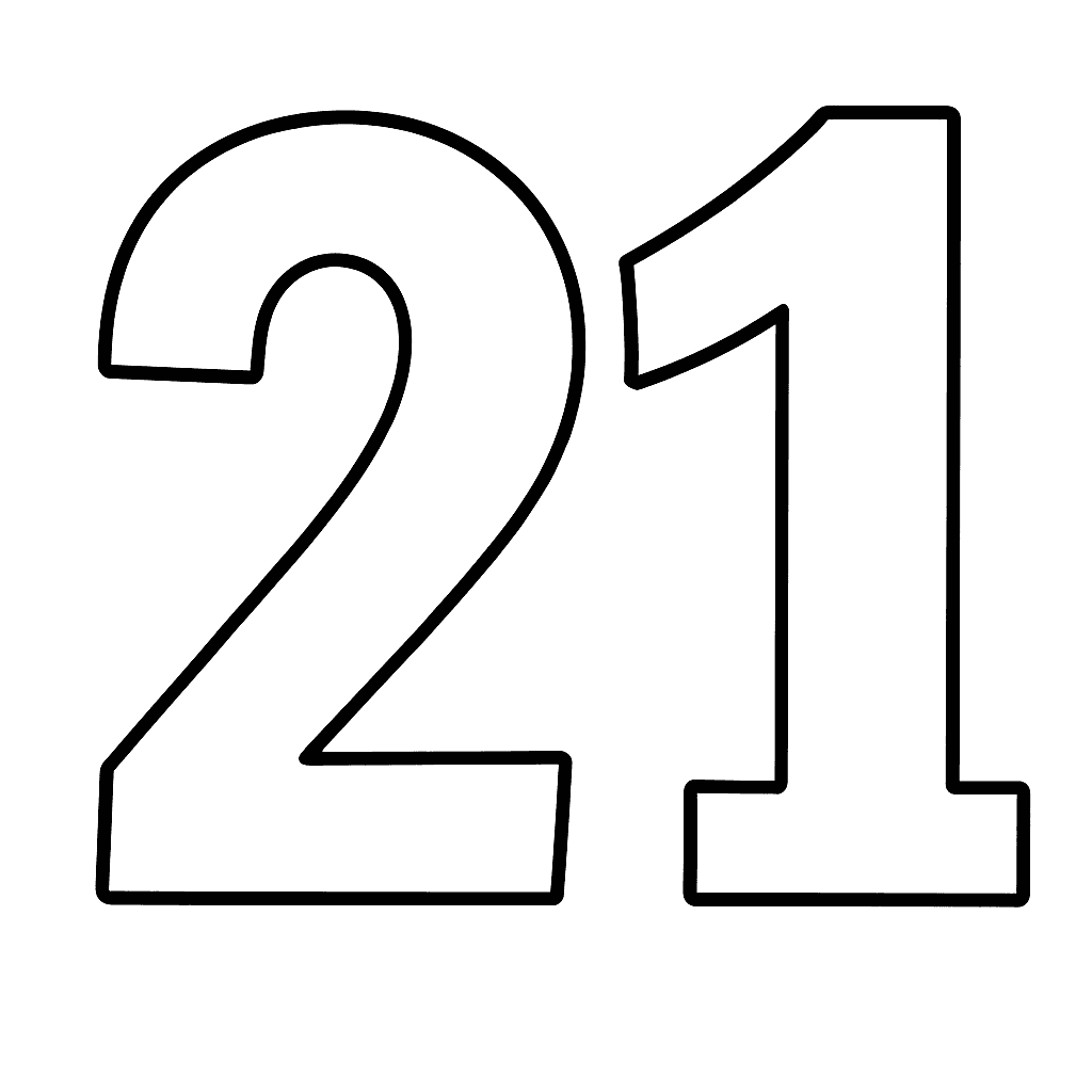 Número 21 para colorir