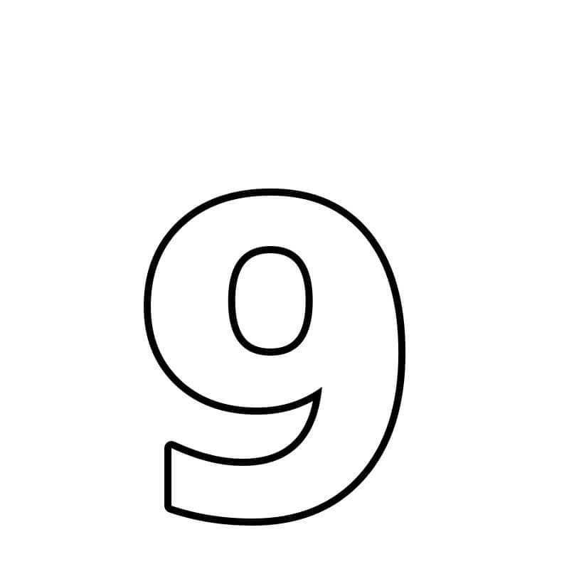 Número 9 para colorir