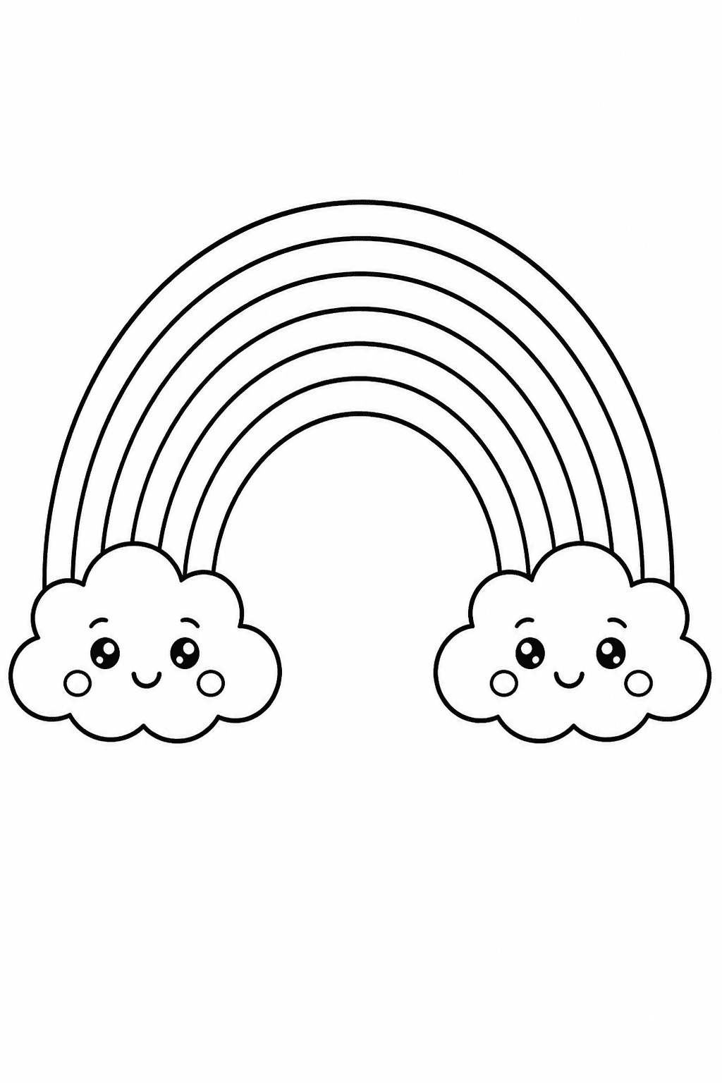 Nuvens fofas com arco-íris para colorir
