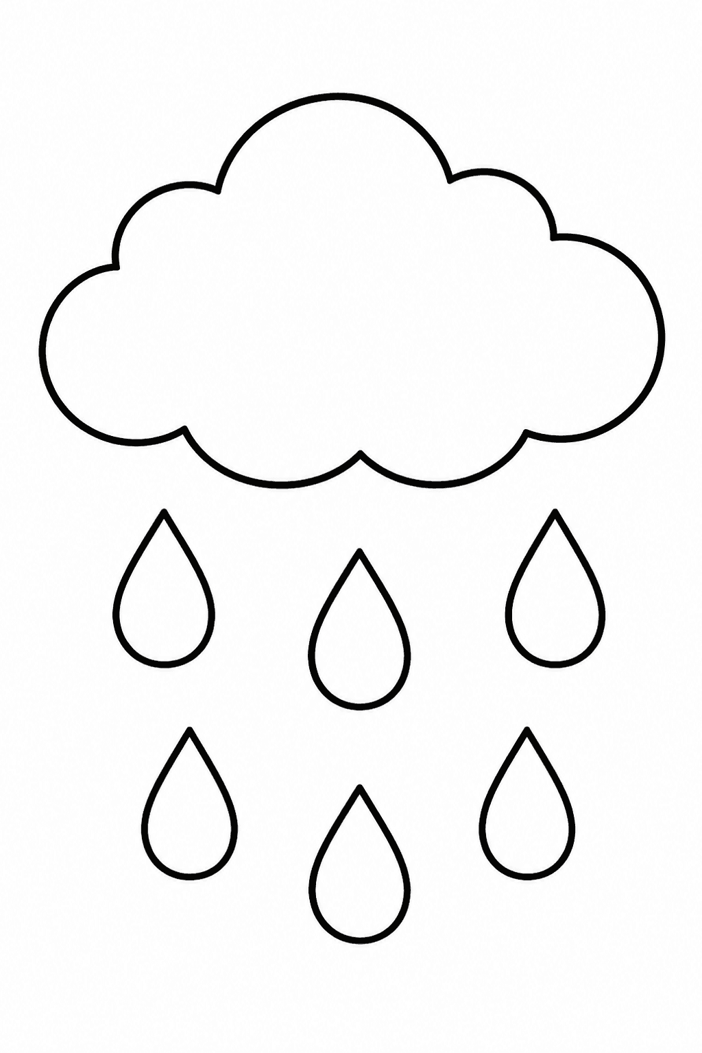 Nuvem com gotas de chuva para colorir