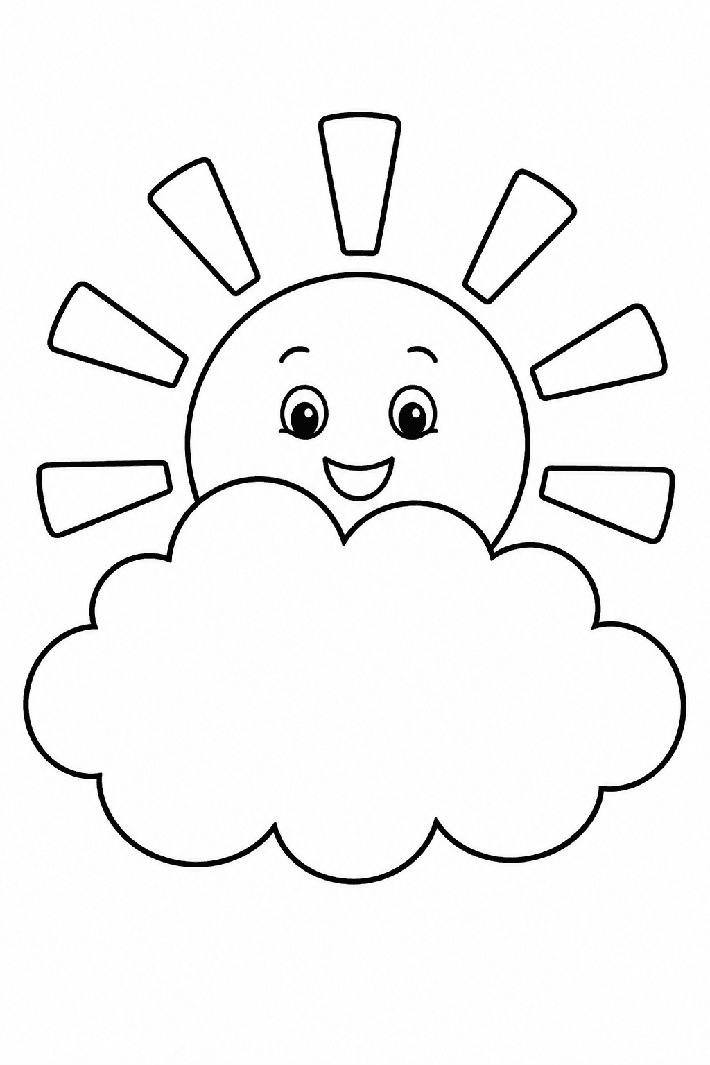 Sol aparecendo atrás de uma nuvem para colorir