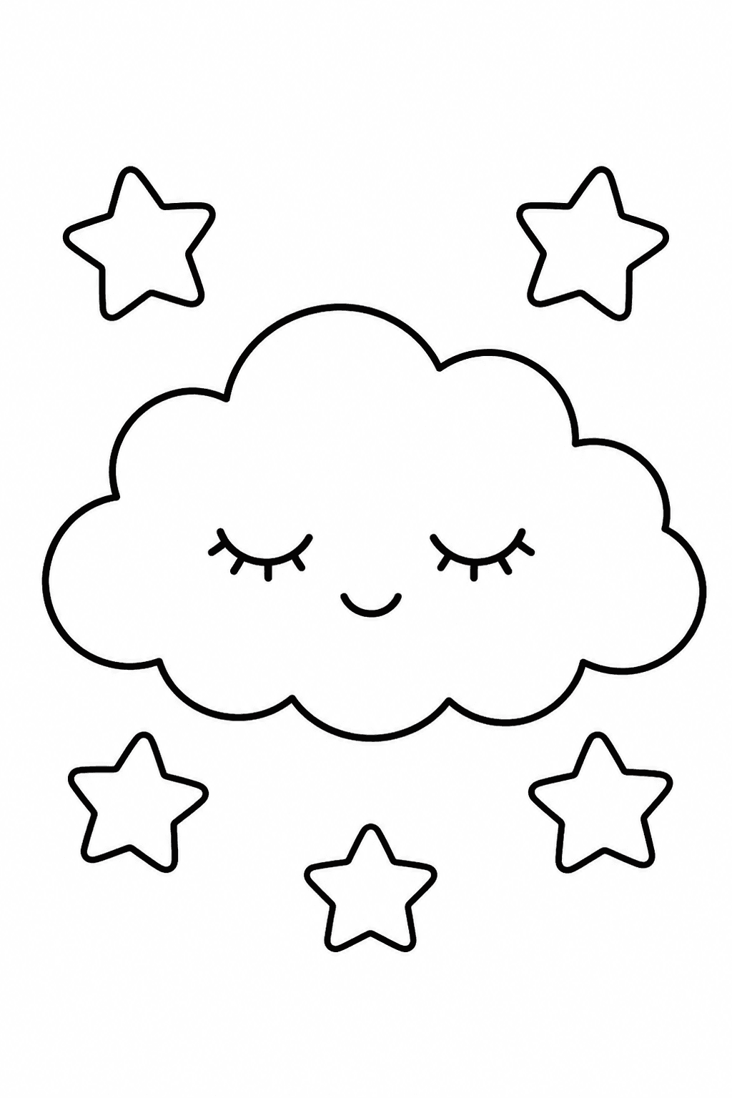Nuvem fofa com estrelas para colorir