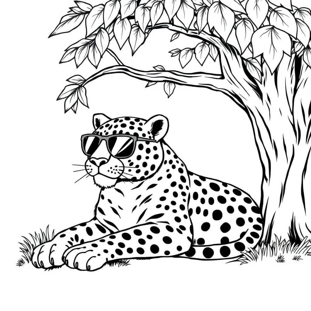 Onça de óculos descansando para colorir