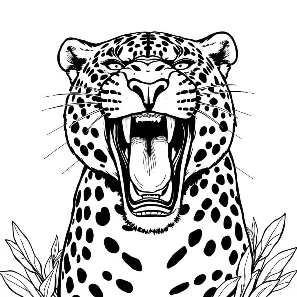 Onça rugindo para colorir