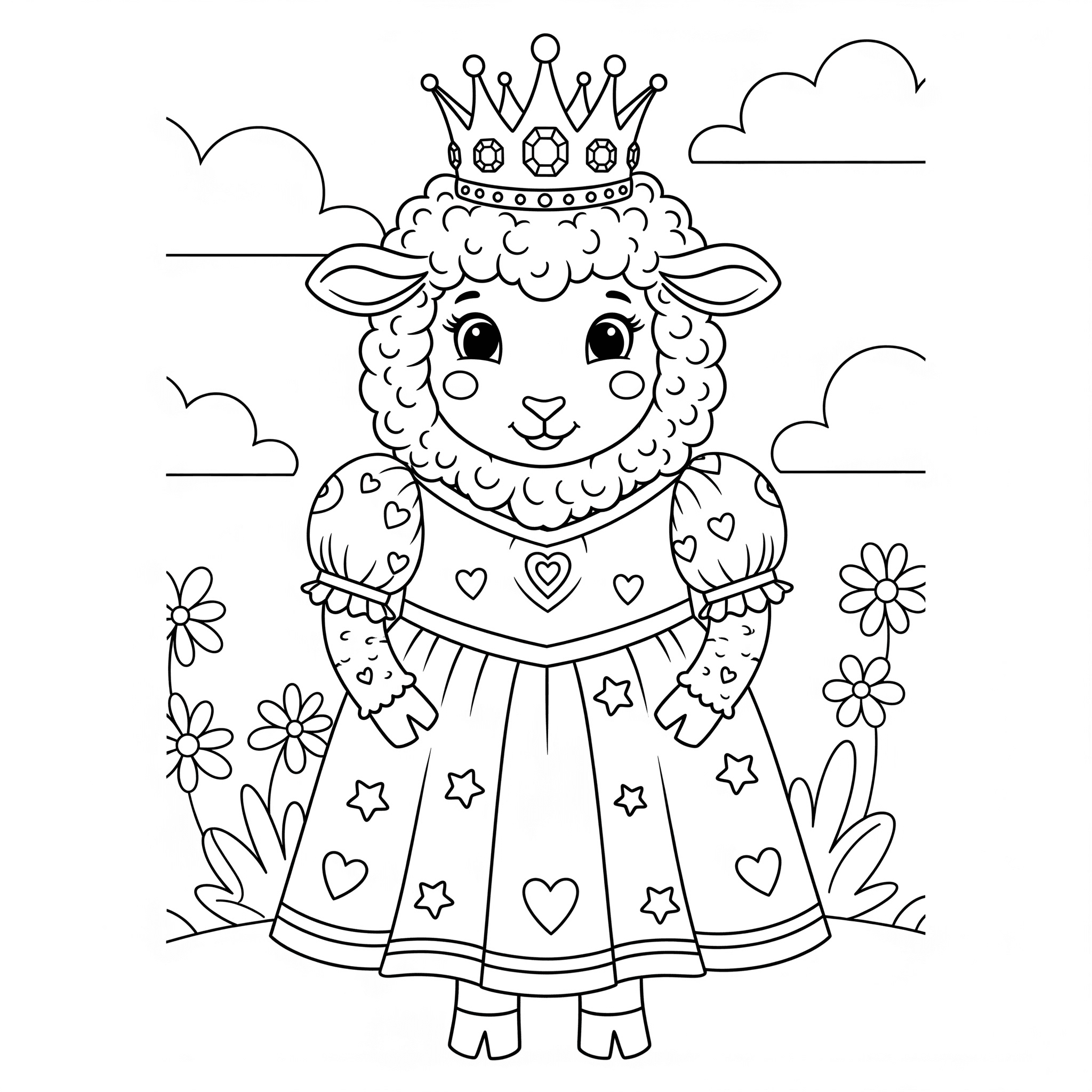 Ovelha rainha para colorir