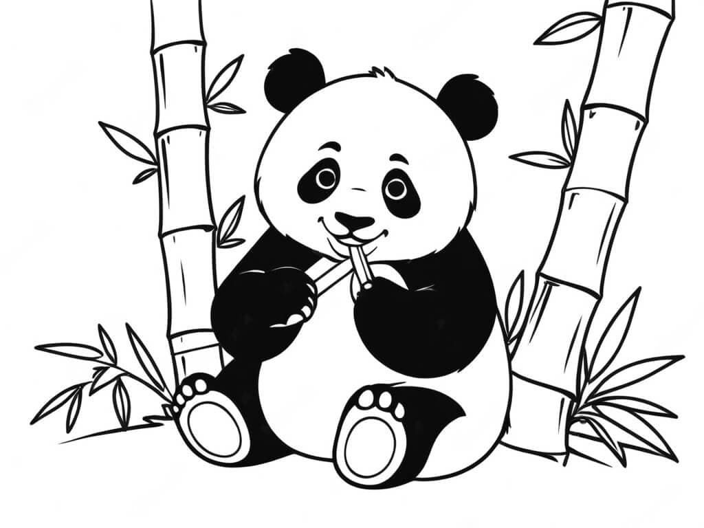 Panda comendo bambu para colorir