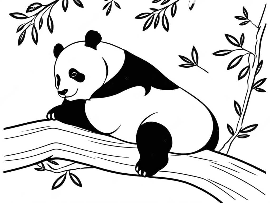 Panda na árvore para colorir