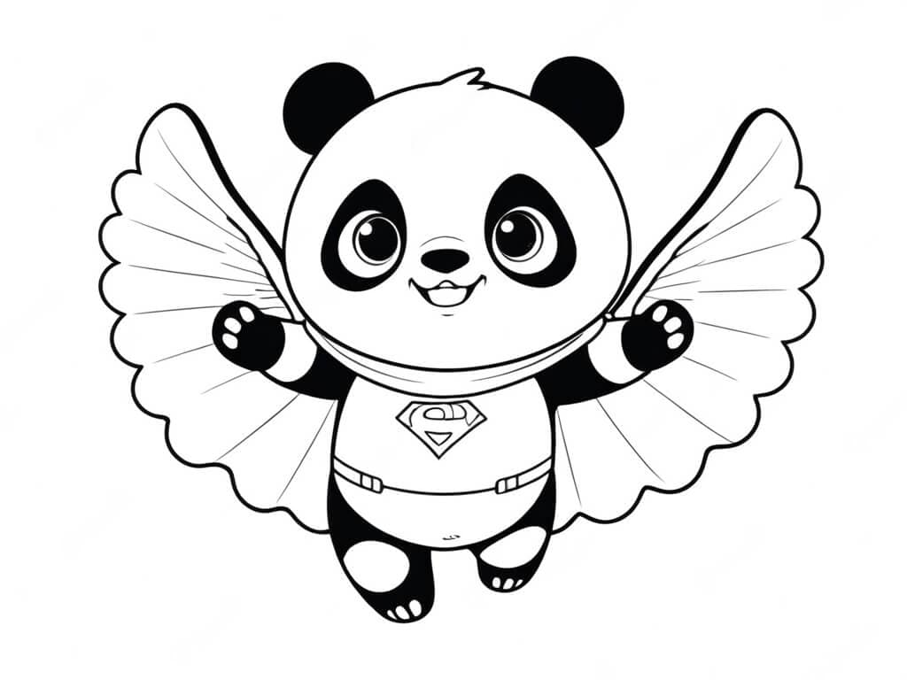 Panda super-herói para colorir
