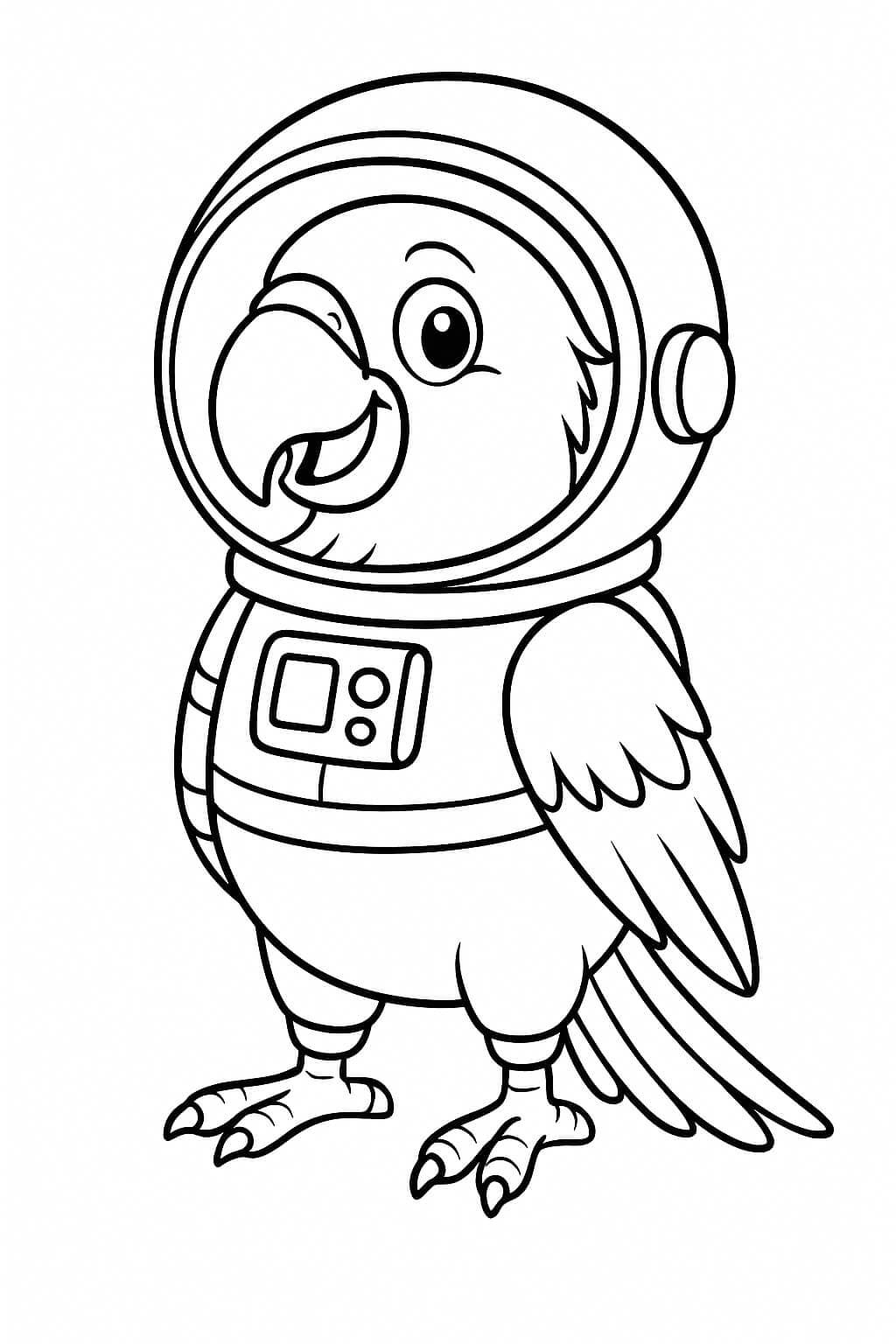 Papagaio astronauta para colorir