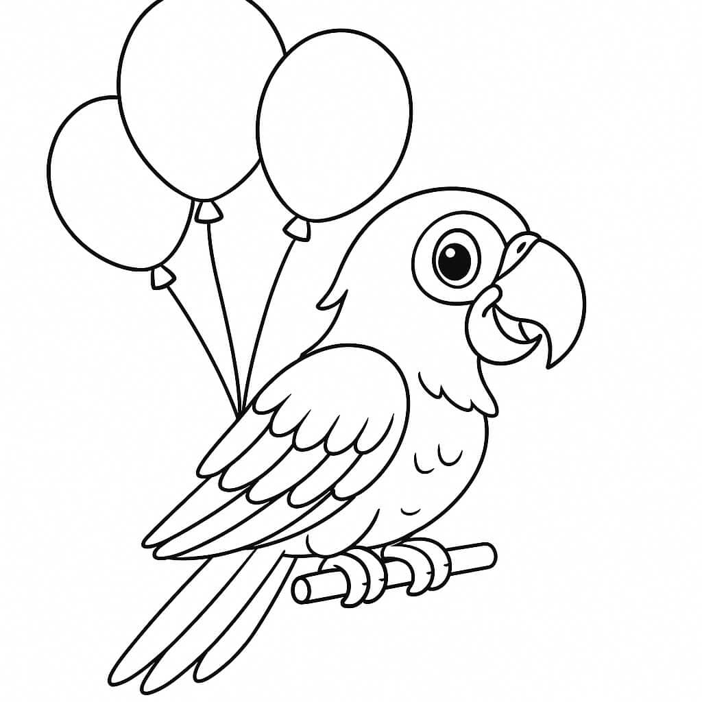 Papagaio com balões para colorir