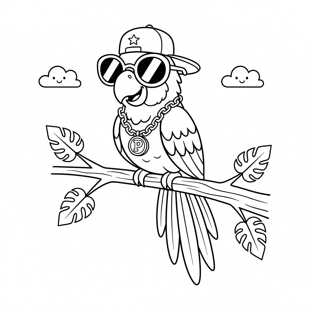 Papagaio de óculos escuros para colorir