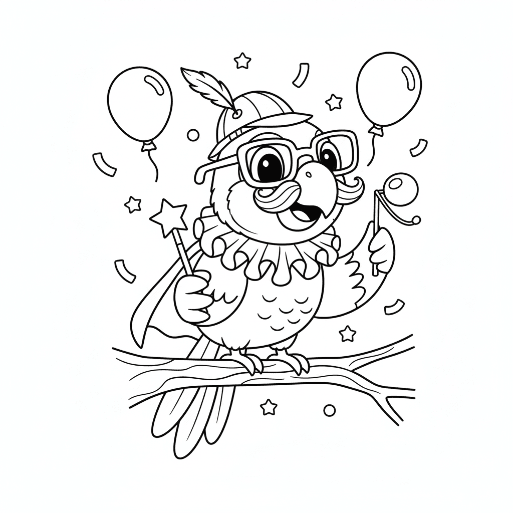 Papagaio fantasia para colorir