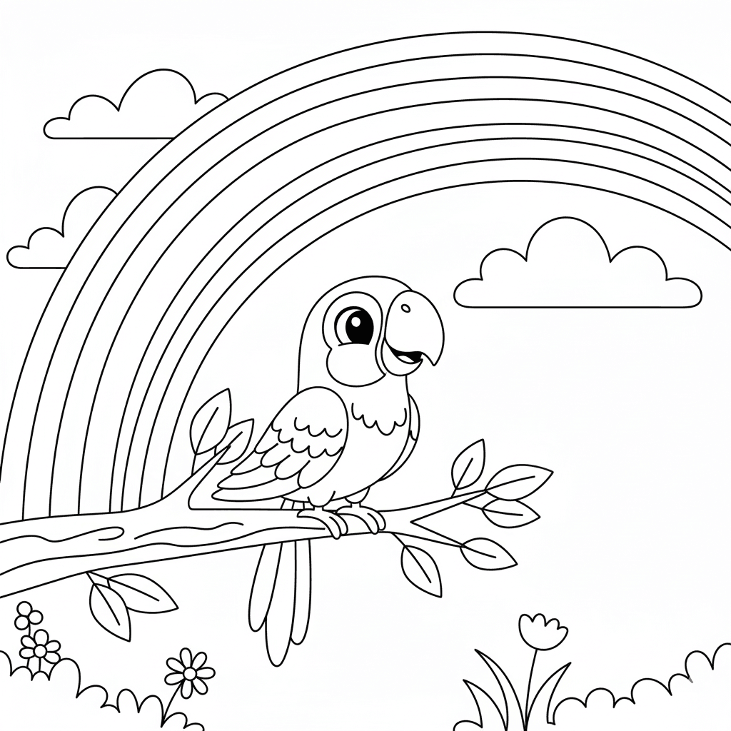 Papagaio arco-íris para colorir