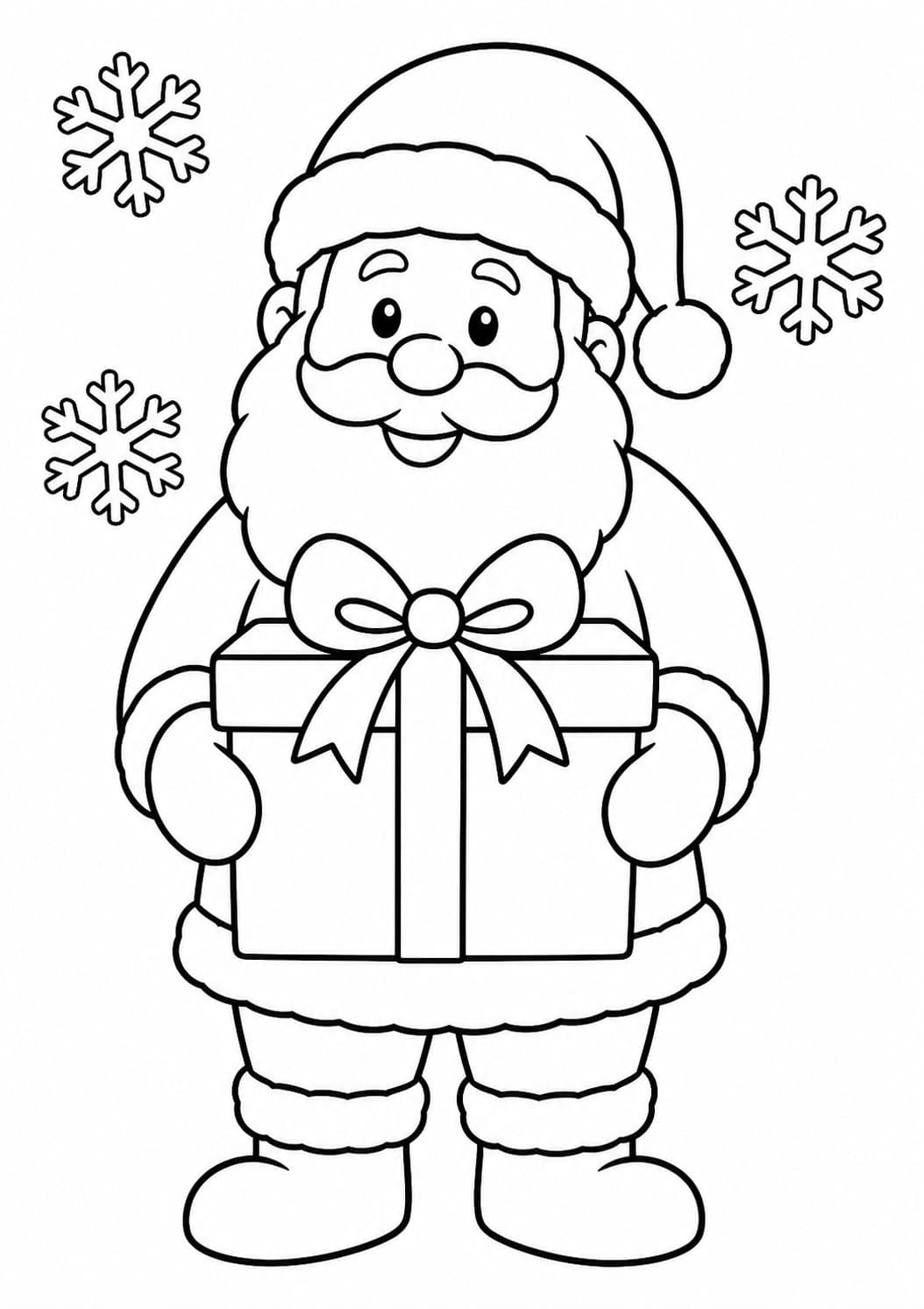 Papai Noel carregando presente grande para colorir