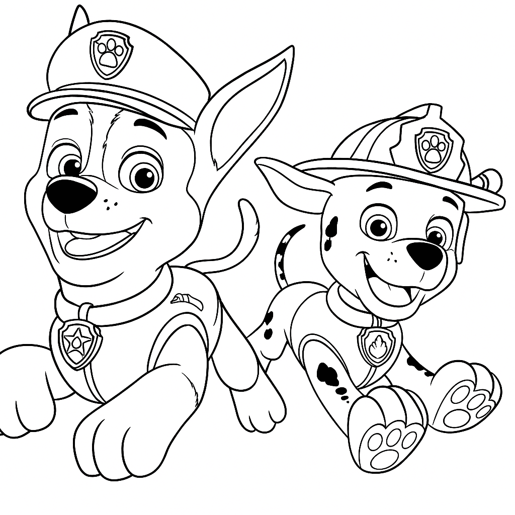 Chase e Marshall da Patrulha Canina para colorir