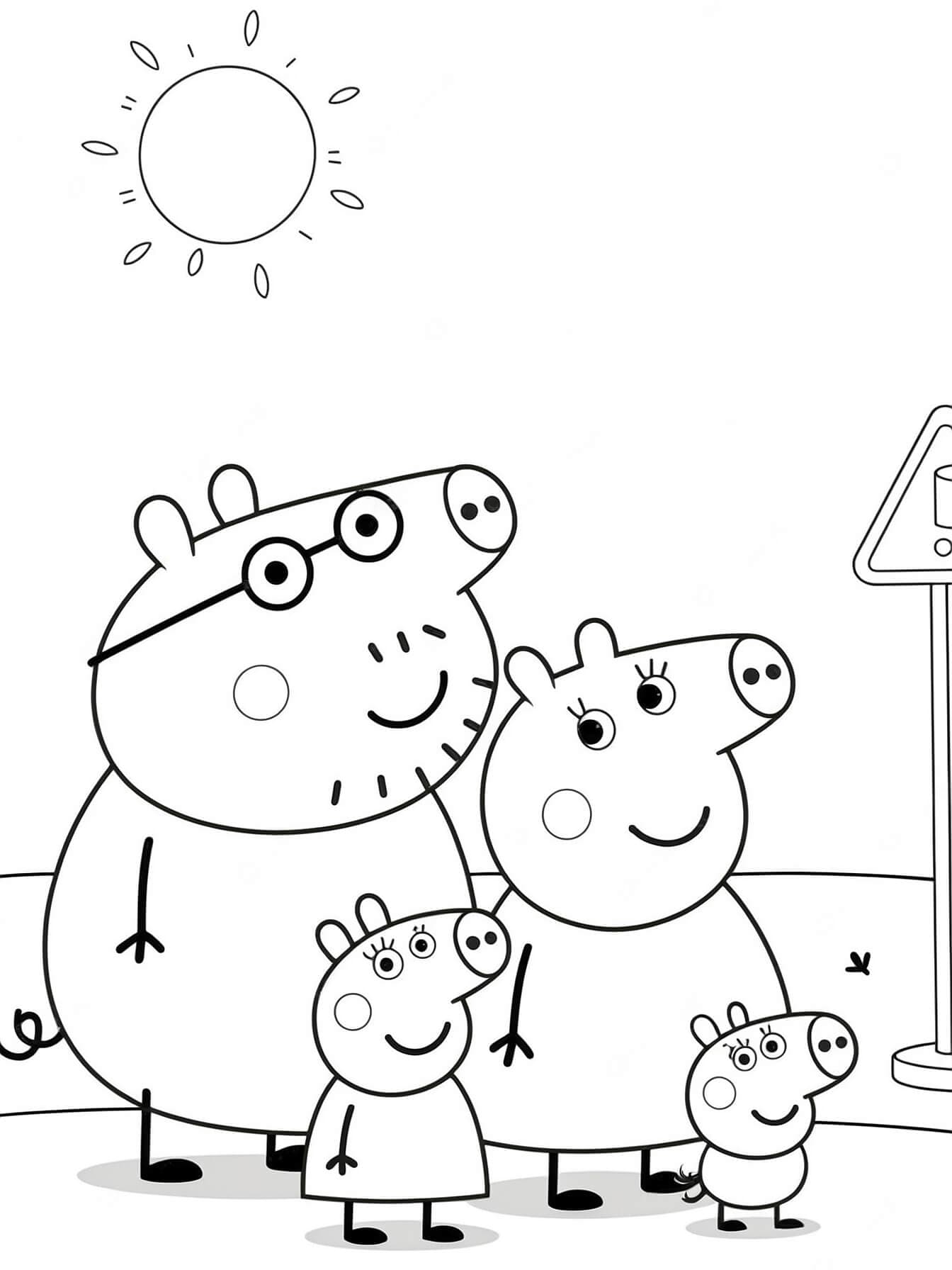 Família da Peppa Pig para colorir