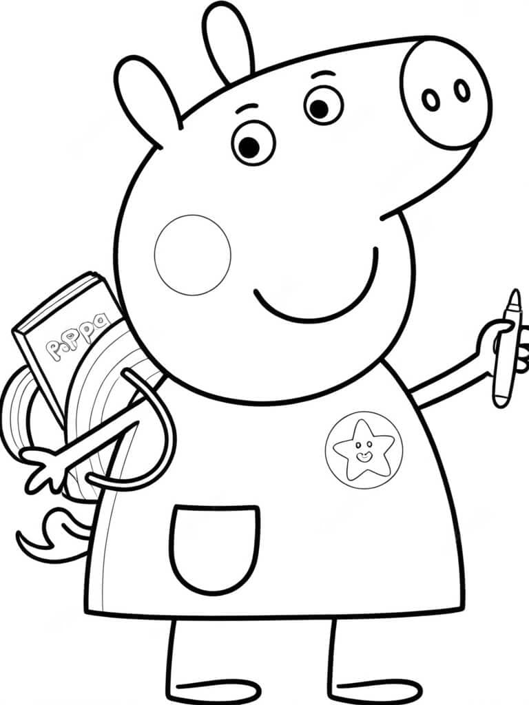 Peppa indo para a escola para colorir